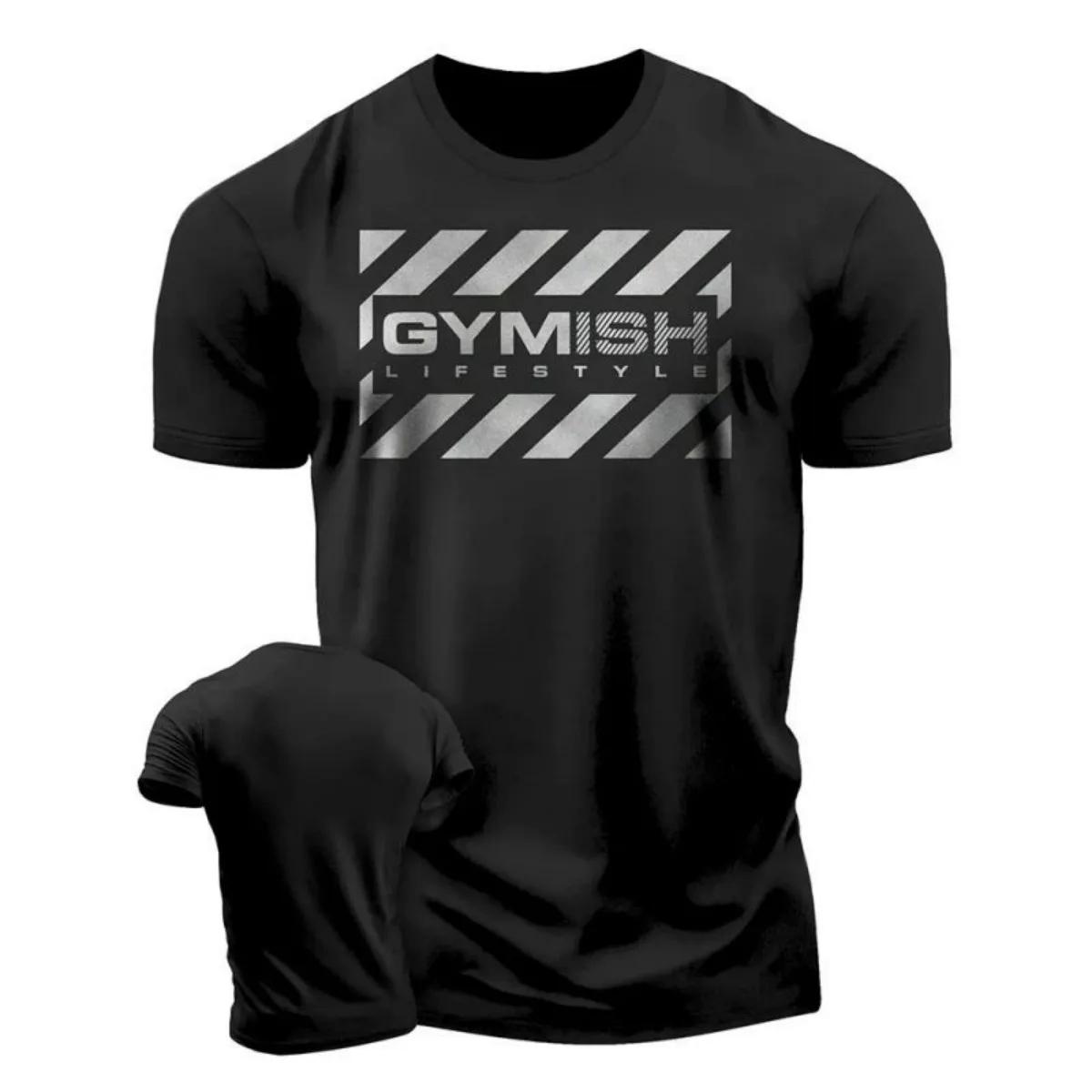 T-shirt col rond confortable et respirant pour hommes, mode d'été, entraînement musculaire, lettre i