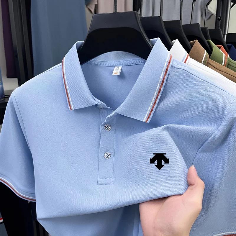 Polo d'été pour homme, couleur unie, respirant, de luxe, décontracté, col classique, t-shirt à manch