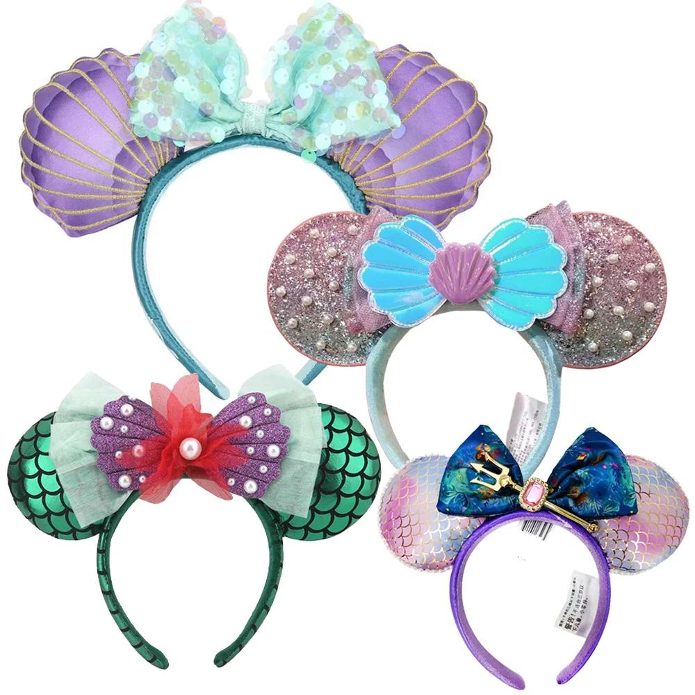 Disney Mickey Minnie Mouse oreilles bandeau pour filles adultes sirène coquille arc bandeau Festival