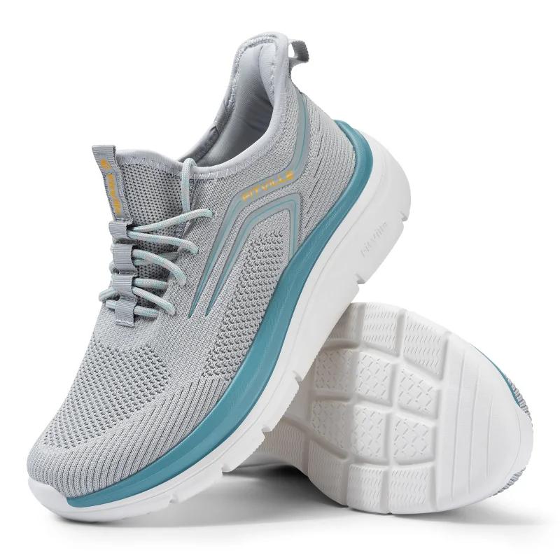 Chaussures de course à semelle épaisse pour hommes, baskets légères et rembourrées, coupe large avec