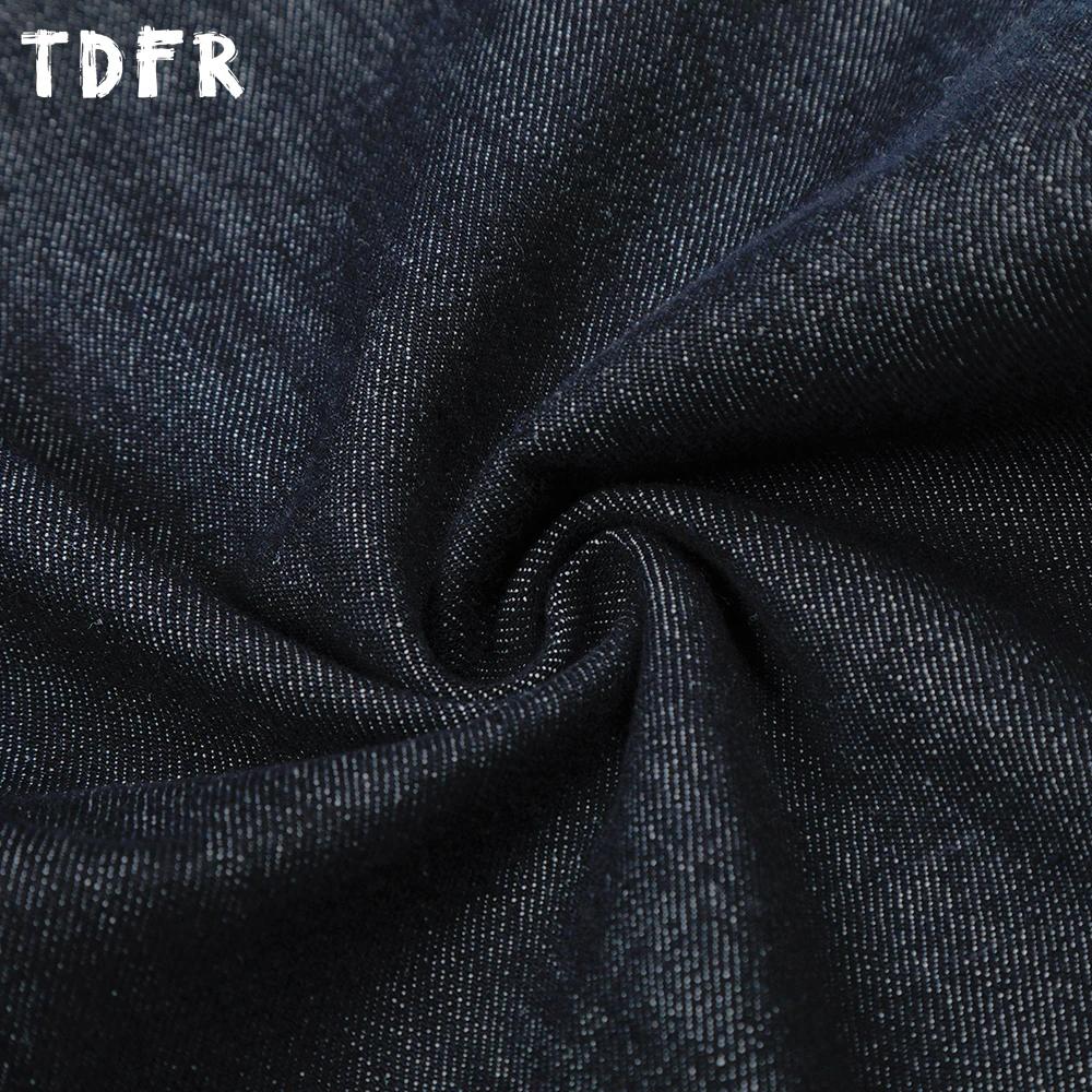 Rétro Simple jean hommes plissé décontracté lavé en détresse Baggy jambe large bleu Denim pantalon h