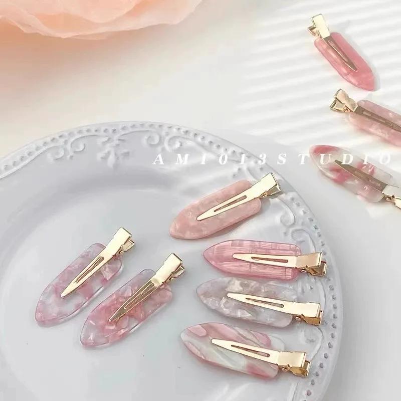 Pince à cheveux Simple Sakura rose sans couture pour femmes, feuille d'acétate sans flequille courbé