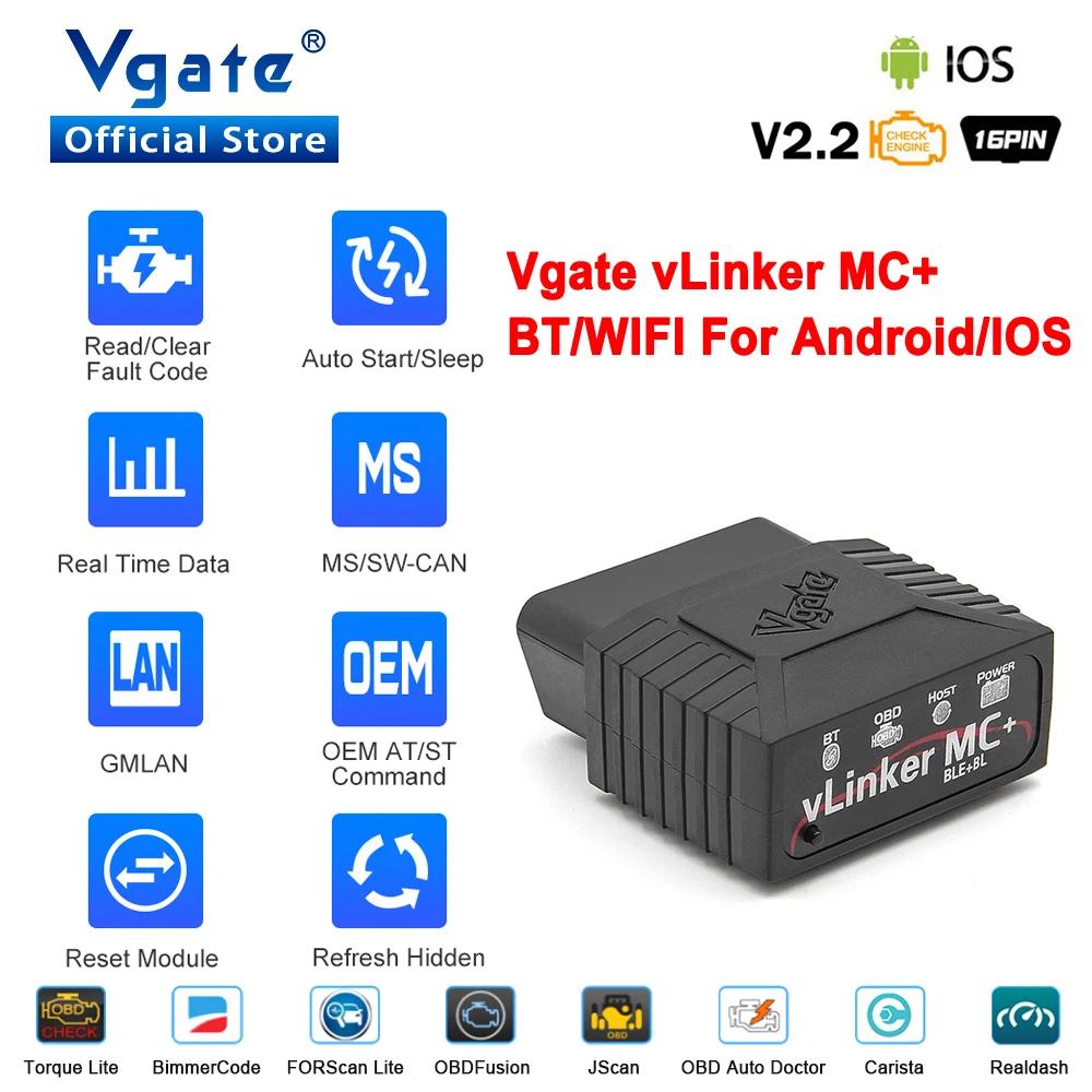 Vgate vLinker MC ELM327 V2.2 Bluetooth 3.0 4.0 Scanner OBD2 OBD 2 BimmerCode FORScan outils de Diagn