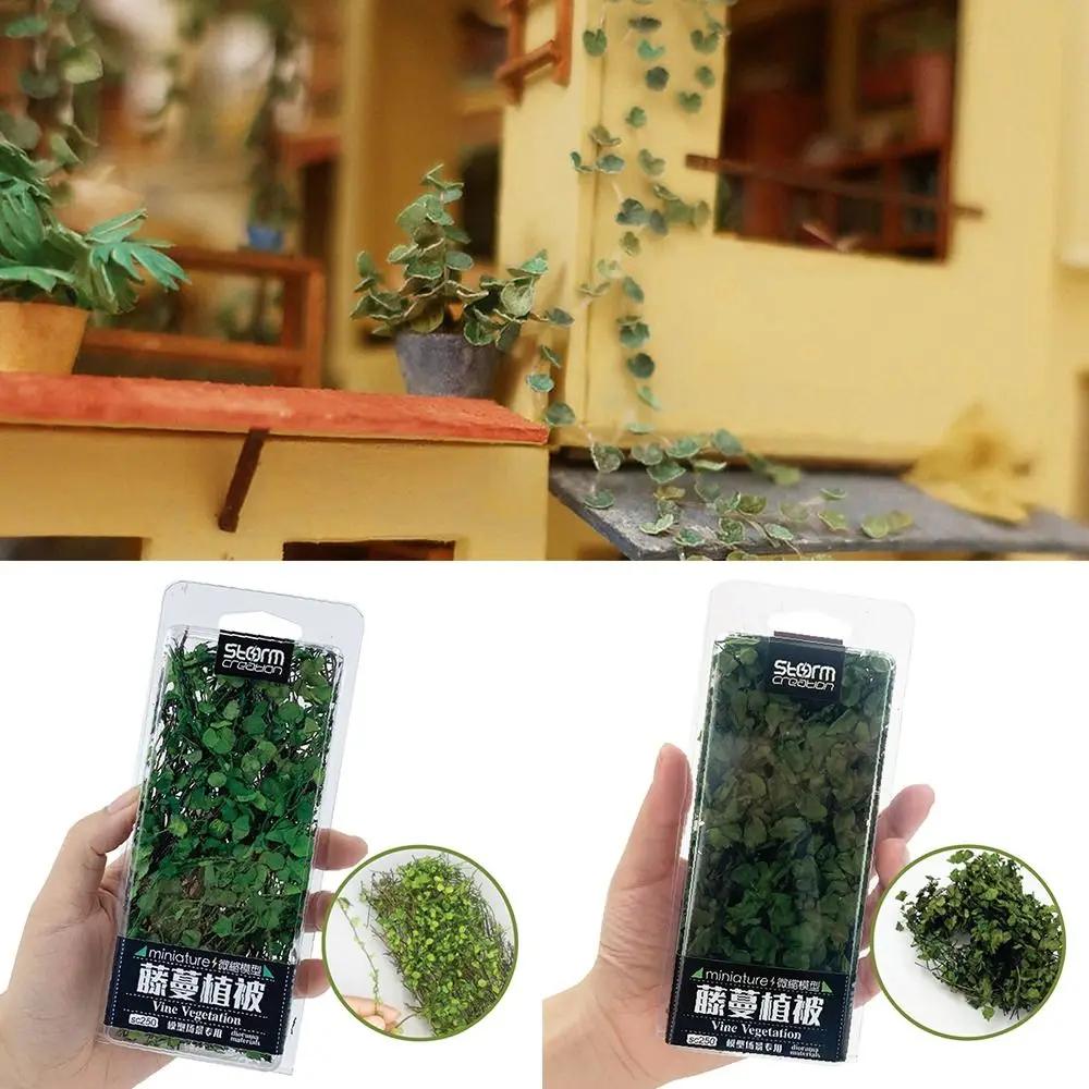 Simulation de feuilles de rotin miniatures, plantes grimpantes, table de sable, végétation, scène de