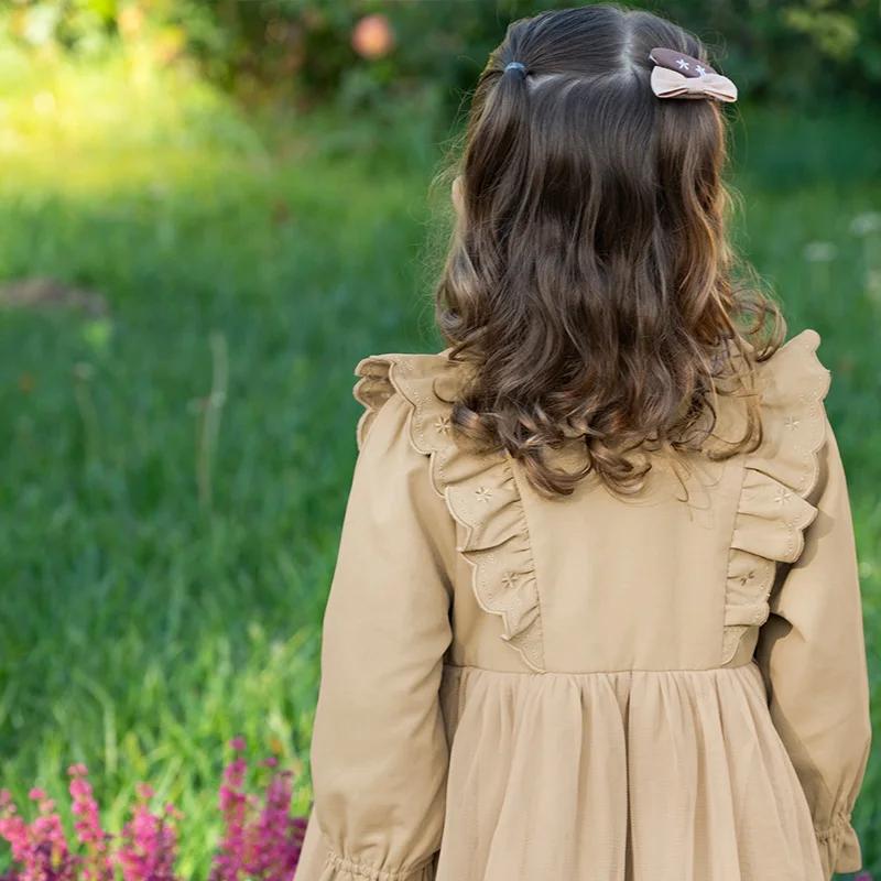 Dave Bella veste pour enfants automne printemps Trench manteaux pour adolescentes doux haut kaki vêt