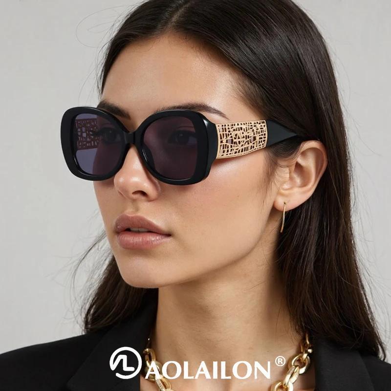 Lunettes de soleil tendance pour femmes, lunettes de soleil rétro haut de gamme, monture large, lune