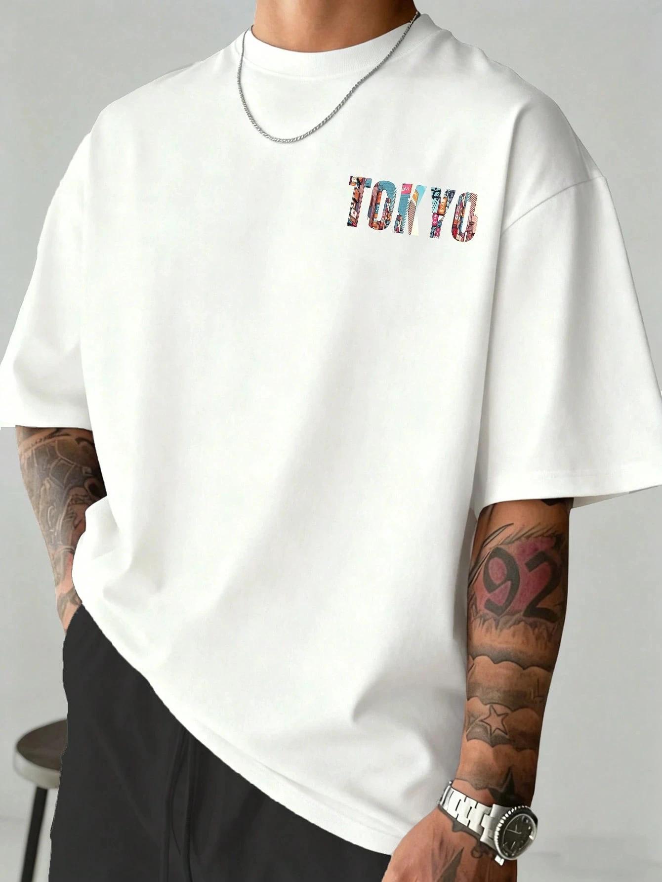 T-shirts en coton à imprimé lettres Tokyo Japon pour l'été, T-shirts à manches courtes pour hommes, 