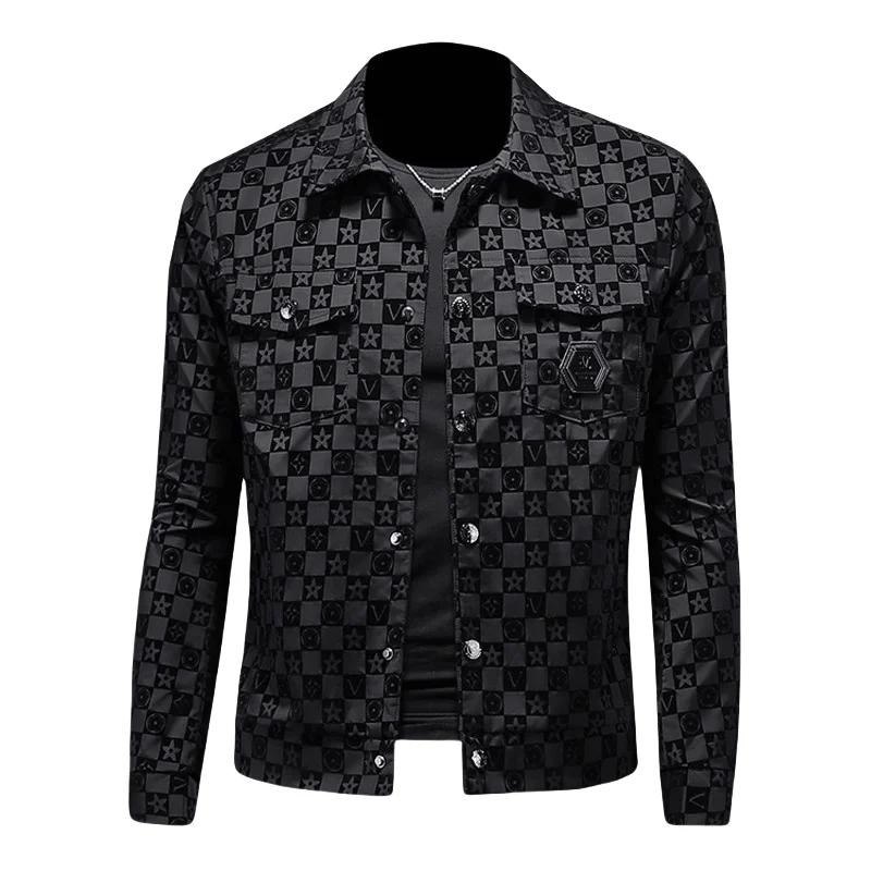 Veste à revers à fleurs foncées pour hommes, grande taille, coupe cintrée, décontractée, tendance, b