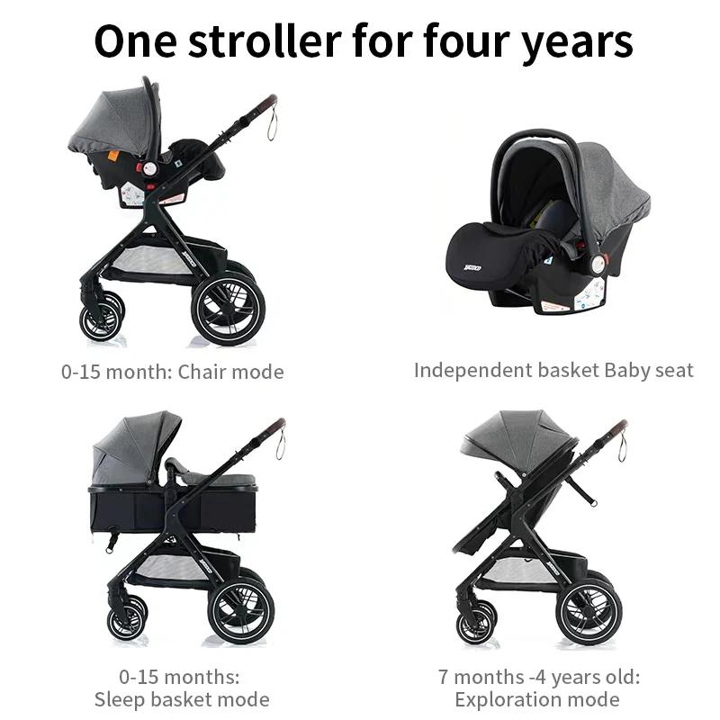 Poussette 3-en-1 pour bébé, adaptée aux enfants de 0 à 3 ans, charge maximale 25 kg, système de voya