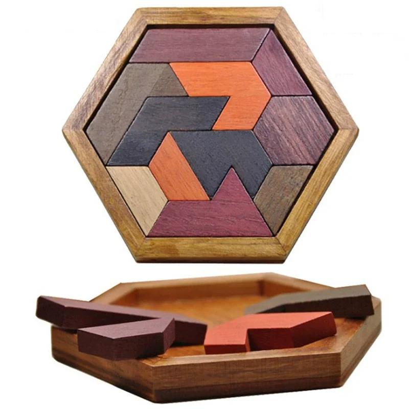 Planche de puzzle en bois de forme géométrique, casse-tête pour enfants, jouets éducatifs en bois No