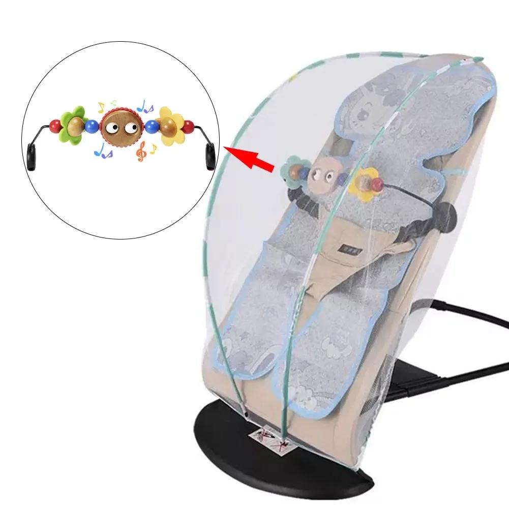 Chaise à bascule pour bébé réglable avec arche d'éveil et jouets musicaux