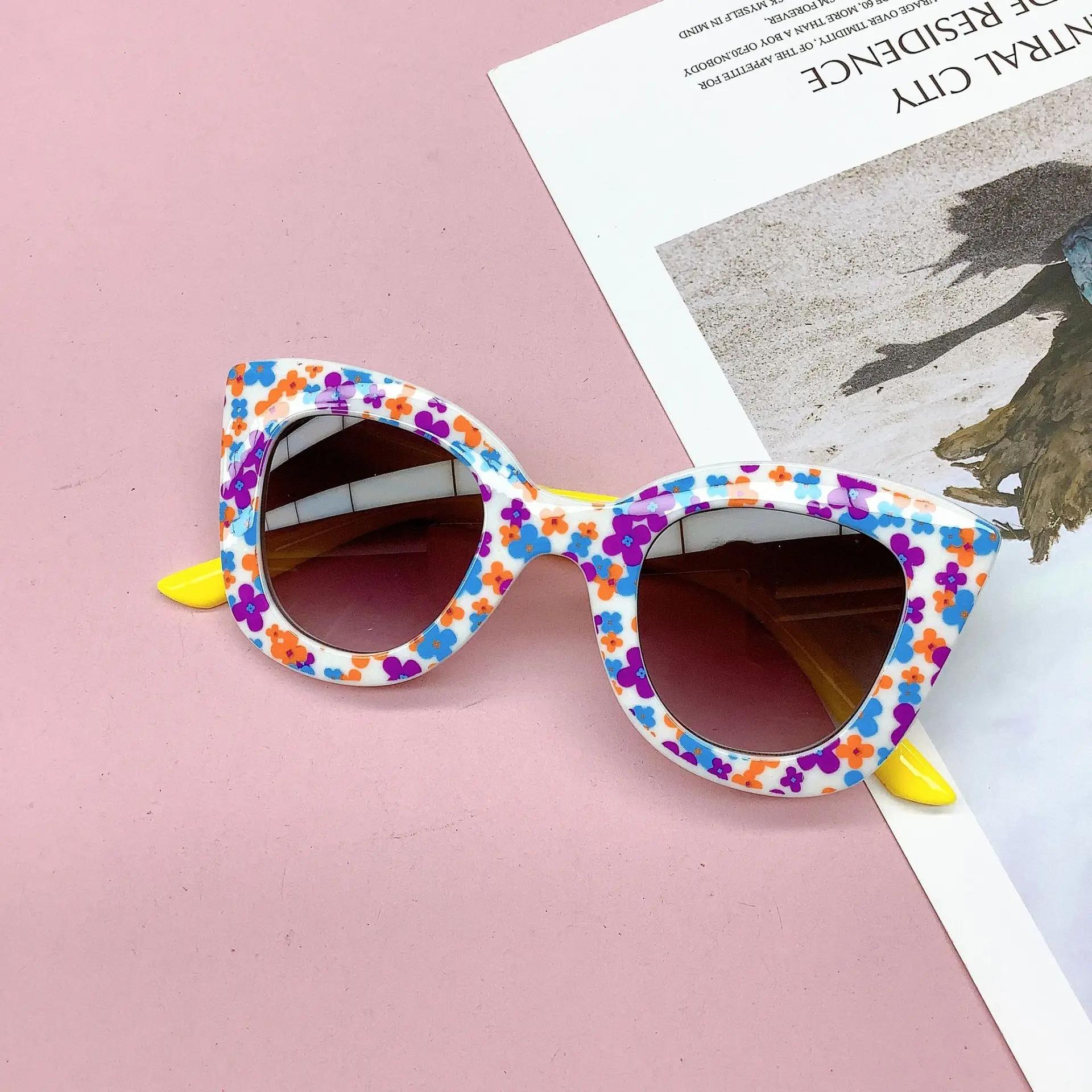 Nouveau sac de voyage à la mode, lunettes de soleil à fleurs pour enfants, Anti UV, lunettes de Prot