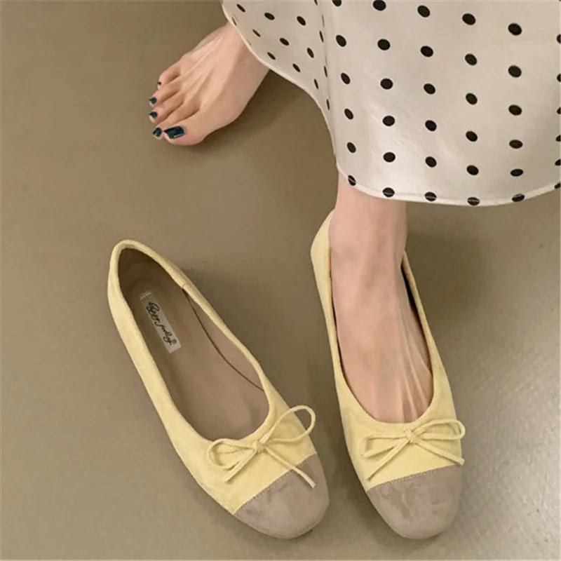 Bailamos 2026 – Nouvelles Ballerines Décontractées pour Femmes en Velours Doux, Élégantes, à Bout Ro