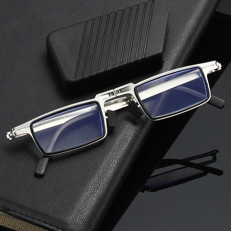 Lunettes de lecture pliantes rétro pour hommes/femmes, monture métallique, Anti-lumière bleue, avec 