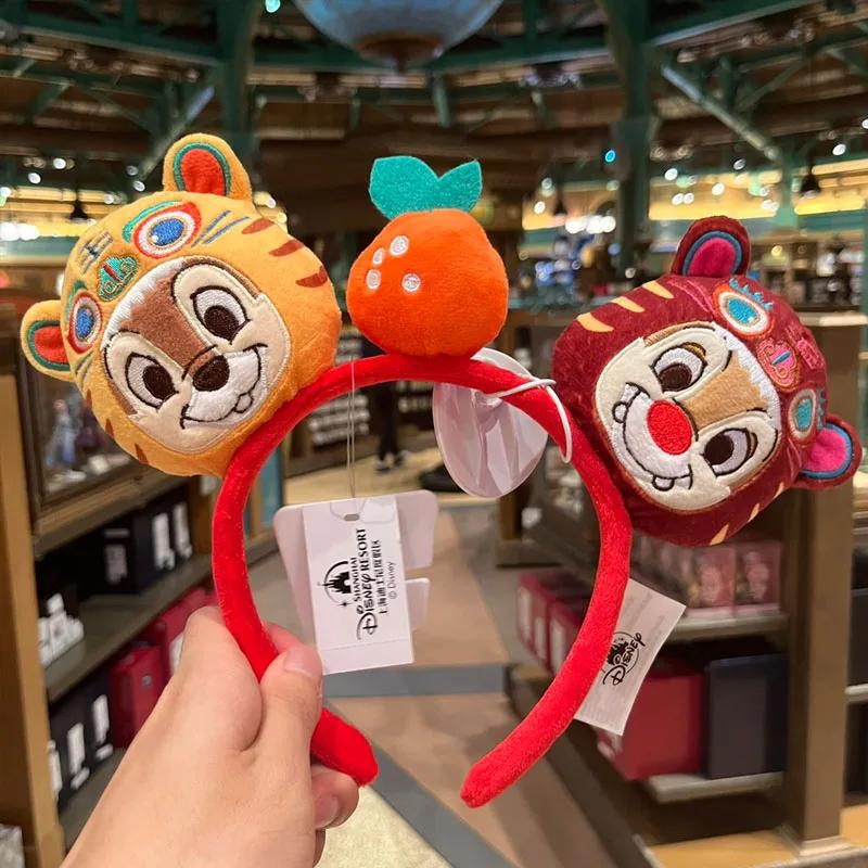 Bandeau oreilles de Mickey Disney Original, Shanghai Disneyland Minnie, bandeau en cuir, nœud à pail