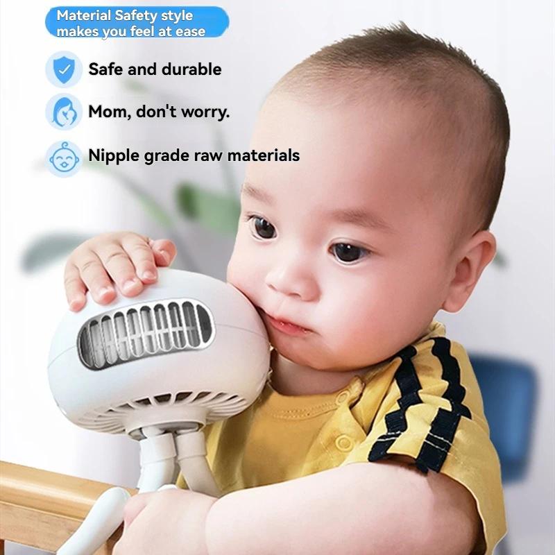 Ventilateur de poussette Jellyfish, rechargeable par USB, portable avec trépied flexible, ventilateu
