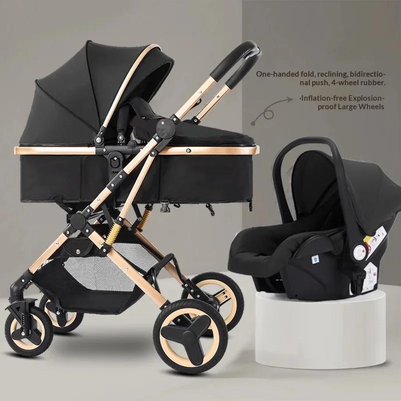 Poussette 3 en 1 Babyfond pour nouveau-né, position haute, bidirectionnelle, pouvant être utilisée e