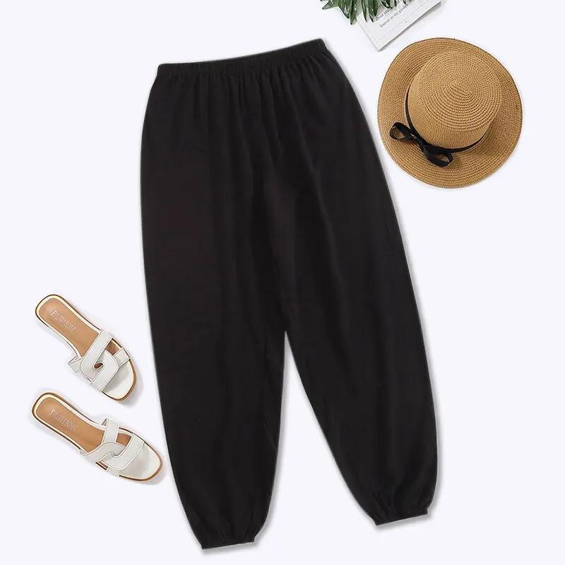 Femmes décontracté ample confortable pantalon élastique pantalon pieds sarouel pantalons de survêtem