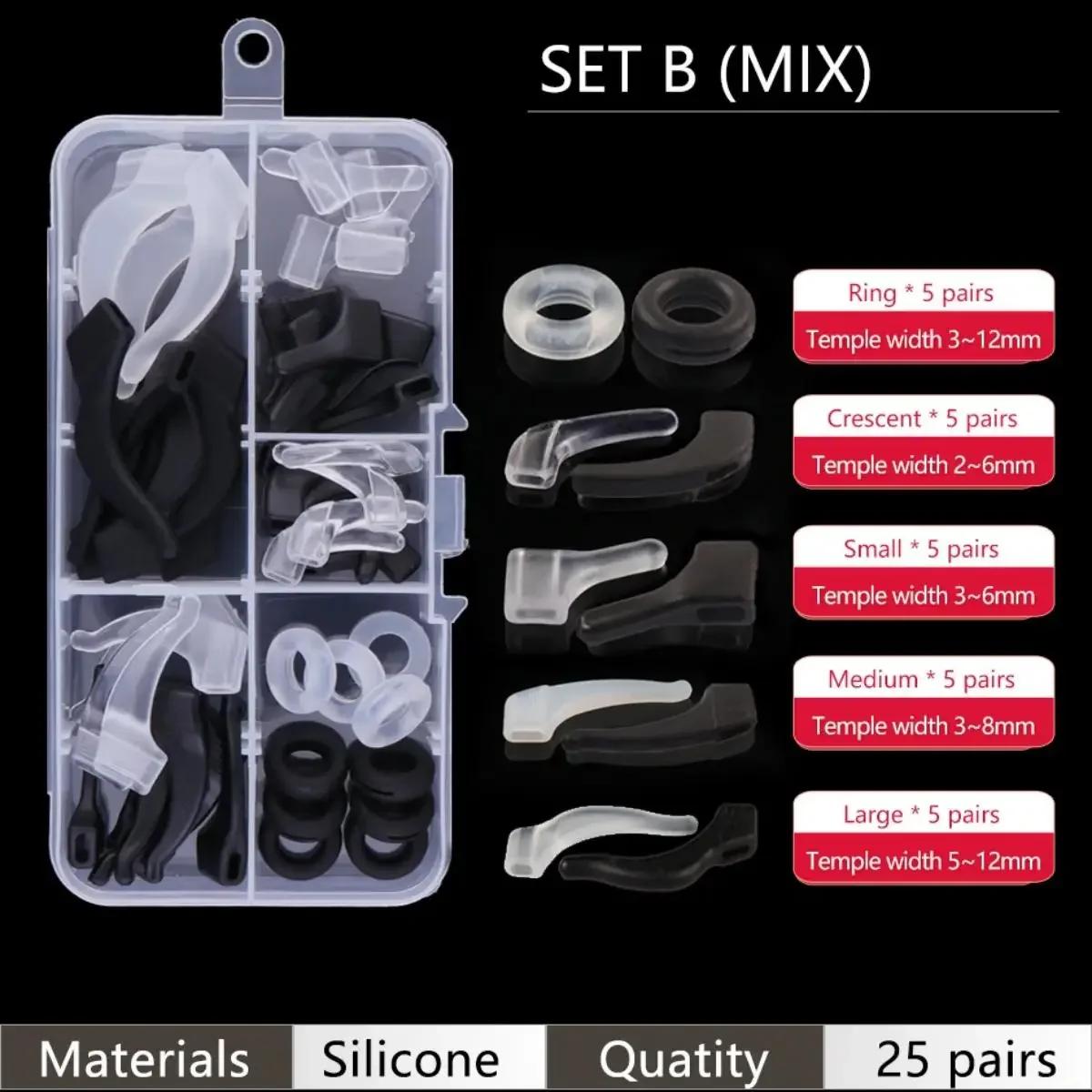 25 paires de supports de lunettes antidérapants en Silicone de qualité supérieure, crochets de poign