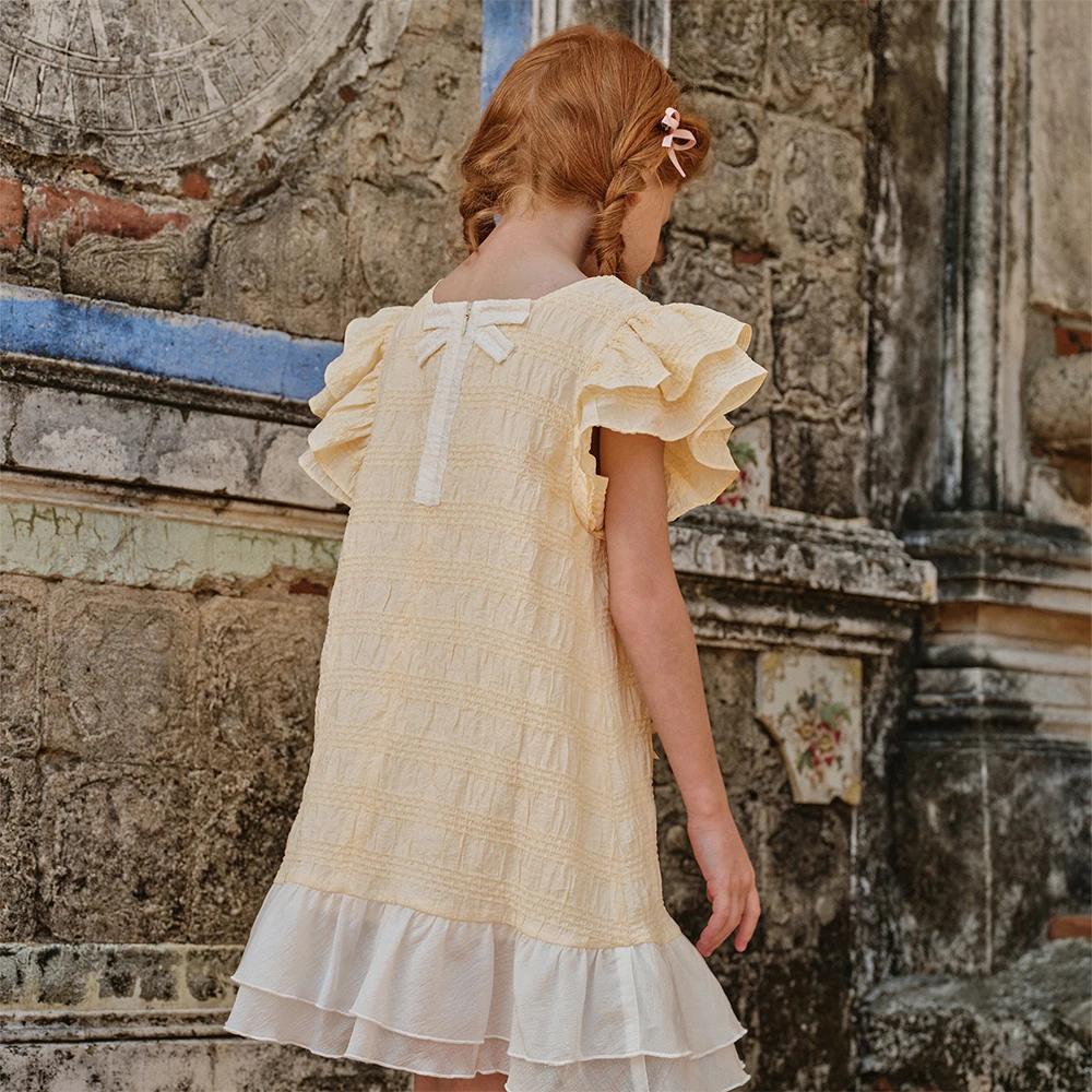 Robes de princesse d'été pour filles Dave Bella, 7-13 ans, robe de fête à manches courtes pour enfan