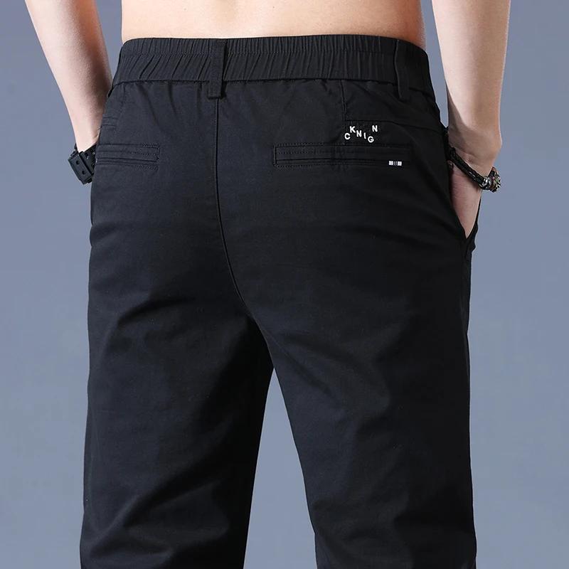 2025 nouveau haute qualité hommes mince pantalons décontractés taille moyenne Stretch travail pantal
