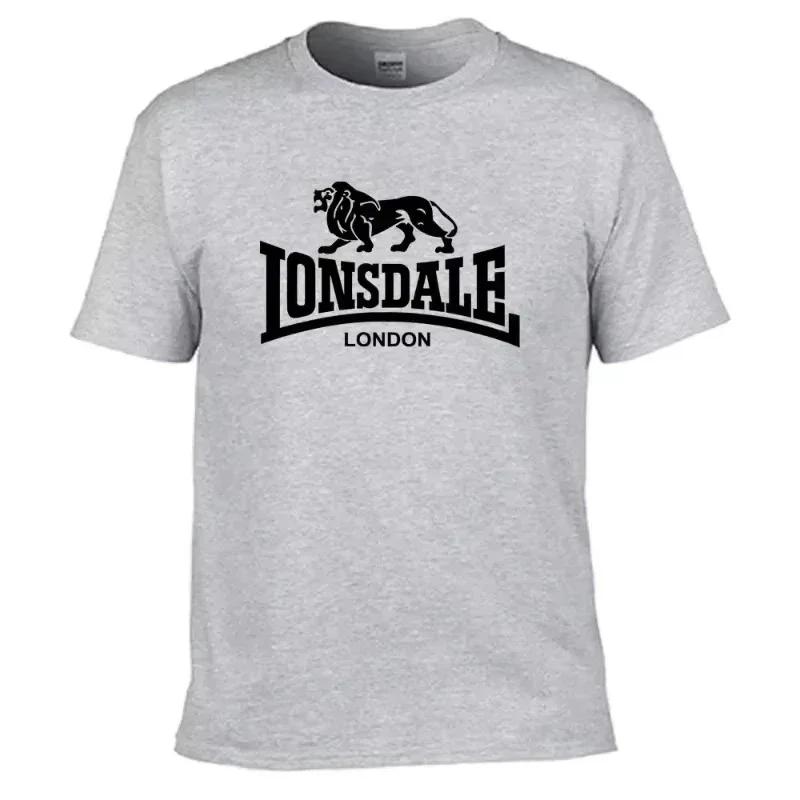 T-shirt à manches courtes pour homme avec imprimé Lion Lonsdale, style streetwear ample et confortab