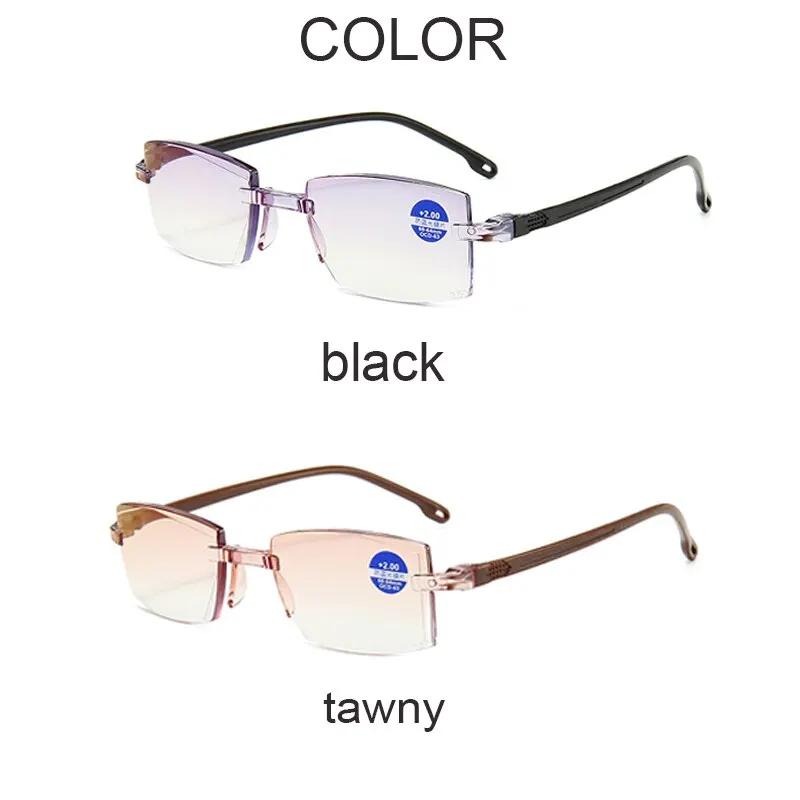 Lunettes de lecture sans monture pour hommes et femmes, anti-lumière bleue, bifocales, grossissement