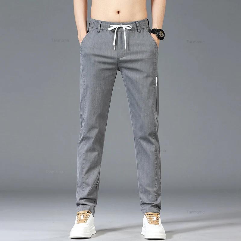 Printemps été hommes pantalons décontractés mode mince taille élastique Style coréen affaires mince 