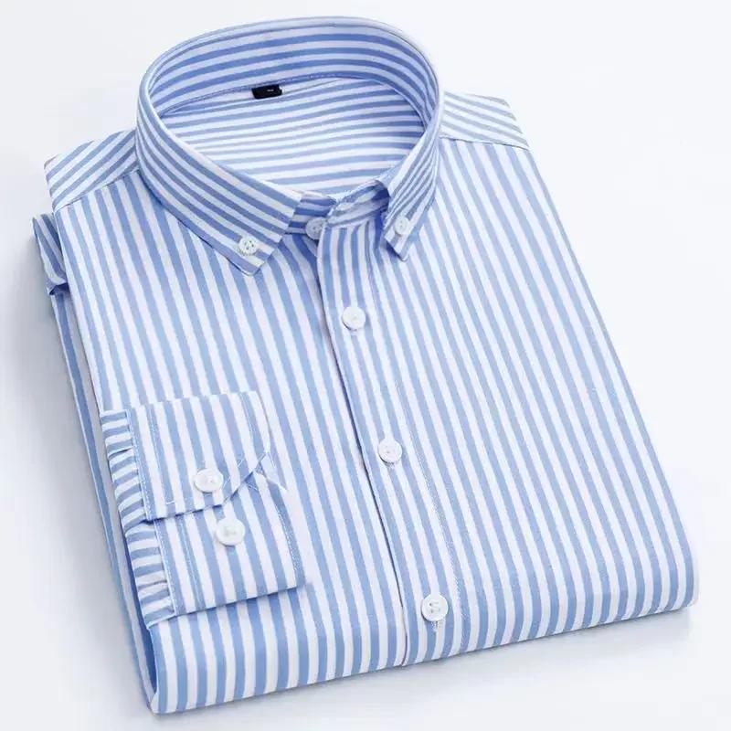 Chemise rayée à manches longues pour hommes, chemises d'affaires décontractées, coupe couvertes, san