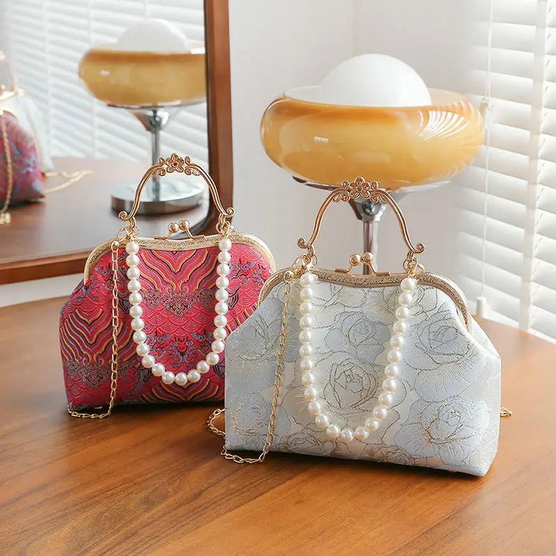 Sac à main en dentelle classique vintage pour femmes, sac à bandoulière initié, sacs à main JOWomen'