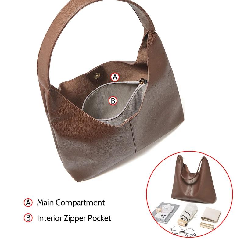 Sac à bandoulière minimaliste en cuir fendu FOXER pour femme, nouveau sac hobo décontracté uni 2026,