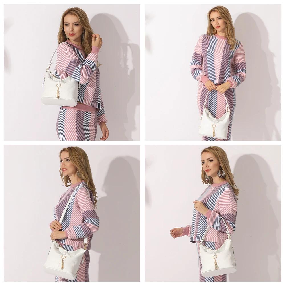 Zency – sac à bandoulière en cuir véritable pour femmes, nouvelle mode, avec pompon en métal, sacoch