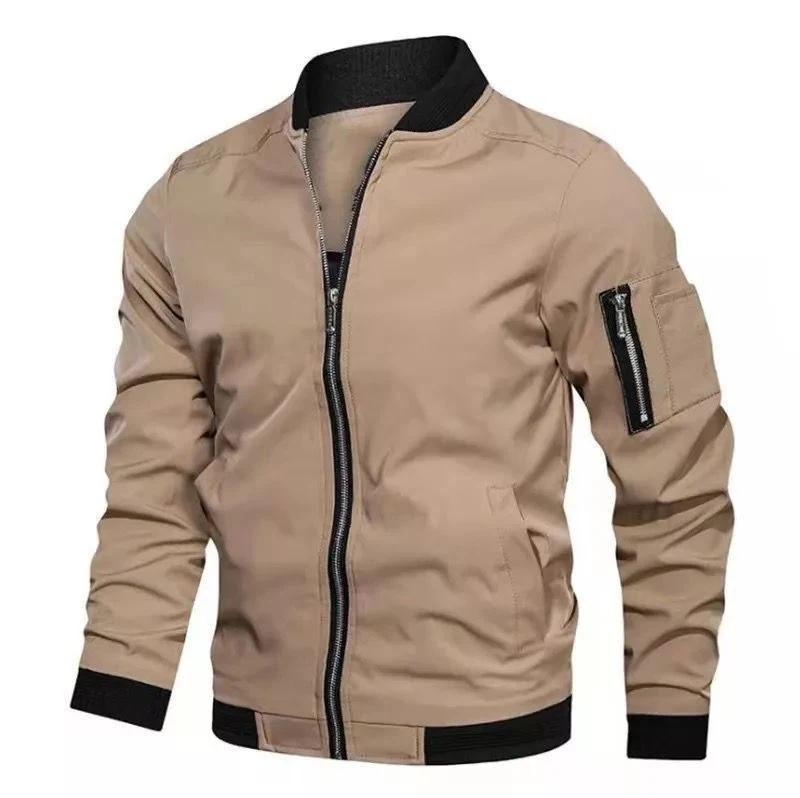 Veste bombardier légère et décontractée pour homme, coupe-vent de sport, manteau à fermeture éclair 