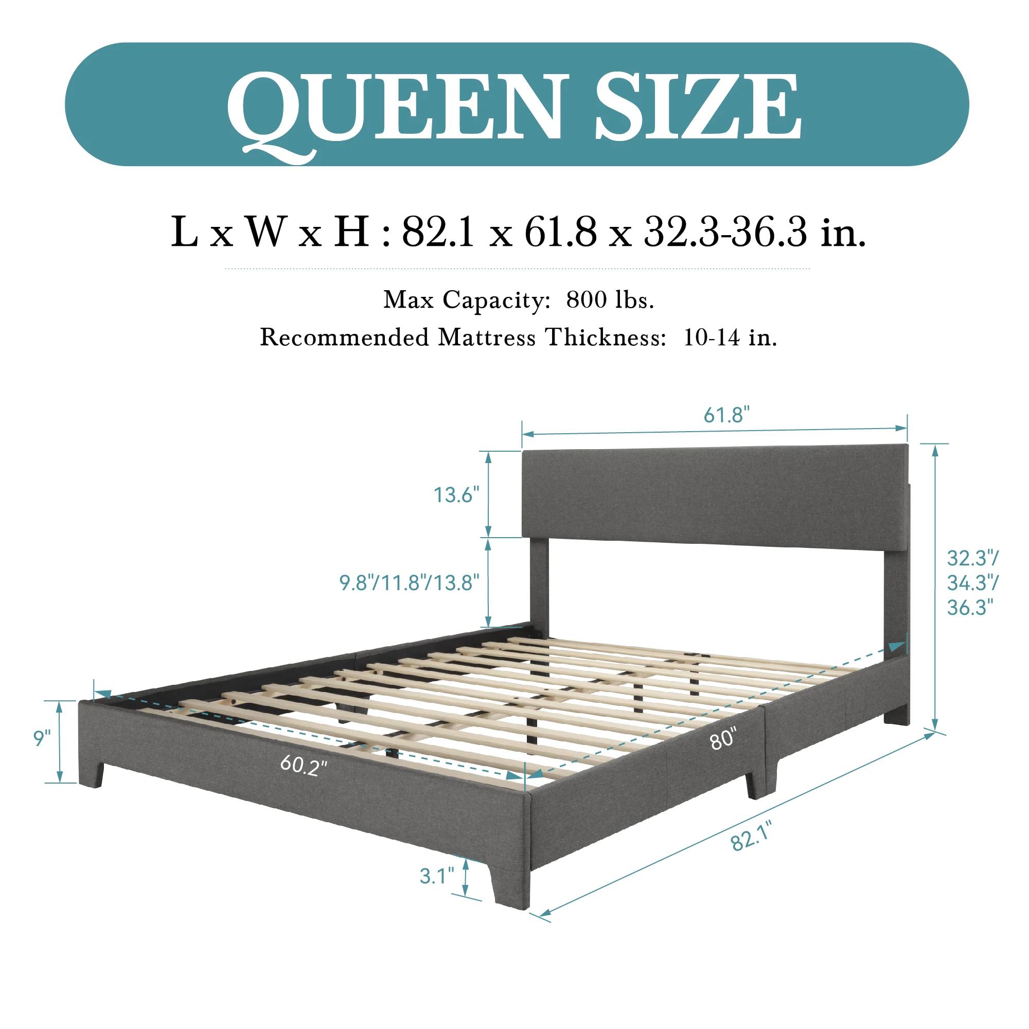 Cadre de lit en tissu de lin doux avec planche de sauna réglable, structure de soutien de bain, sans