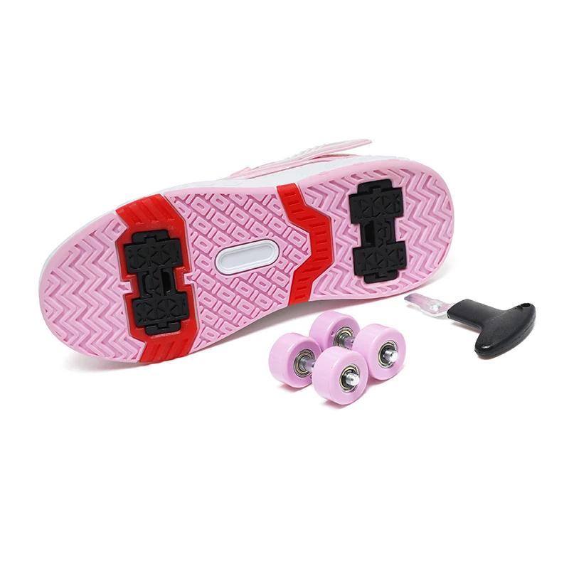 Chaussures de marche en maille respirante pour filles, patins à roulettes avec boucle expresse, pati