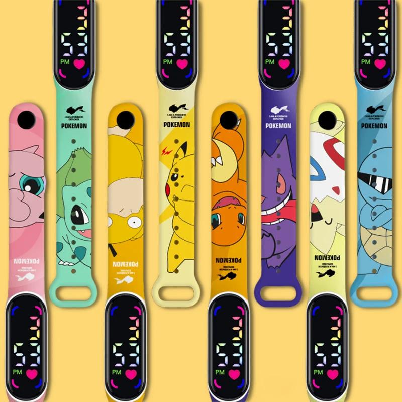 Montre Pokemon Pikachu Gengar, montre numérique LED étanche pour enfants, montre-bracelet électroniq