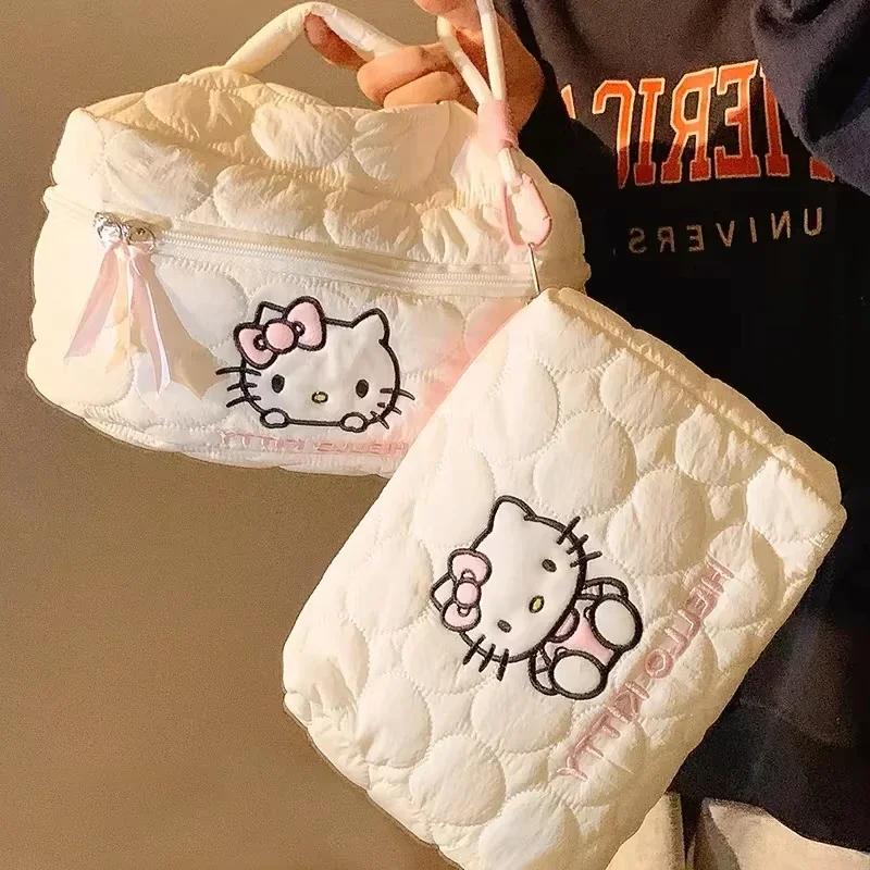 Sanrio Hello Kitty sac de maquillage carré Kawaii Double fermeture éclair sac de rangement de voyage