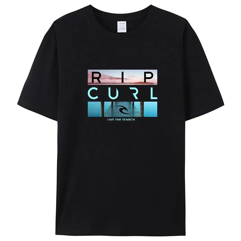 Vente Rip Livethe recherche beauté Curl Logot-chemise pour hommes été incroyable qualité 100% coton 