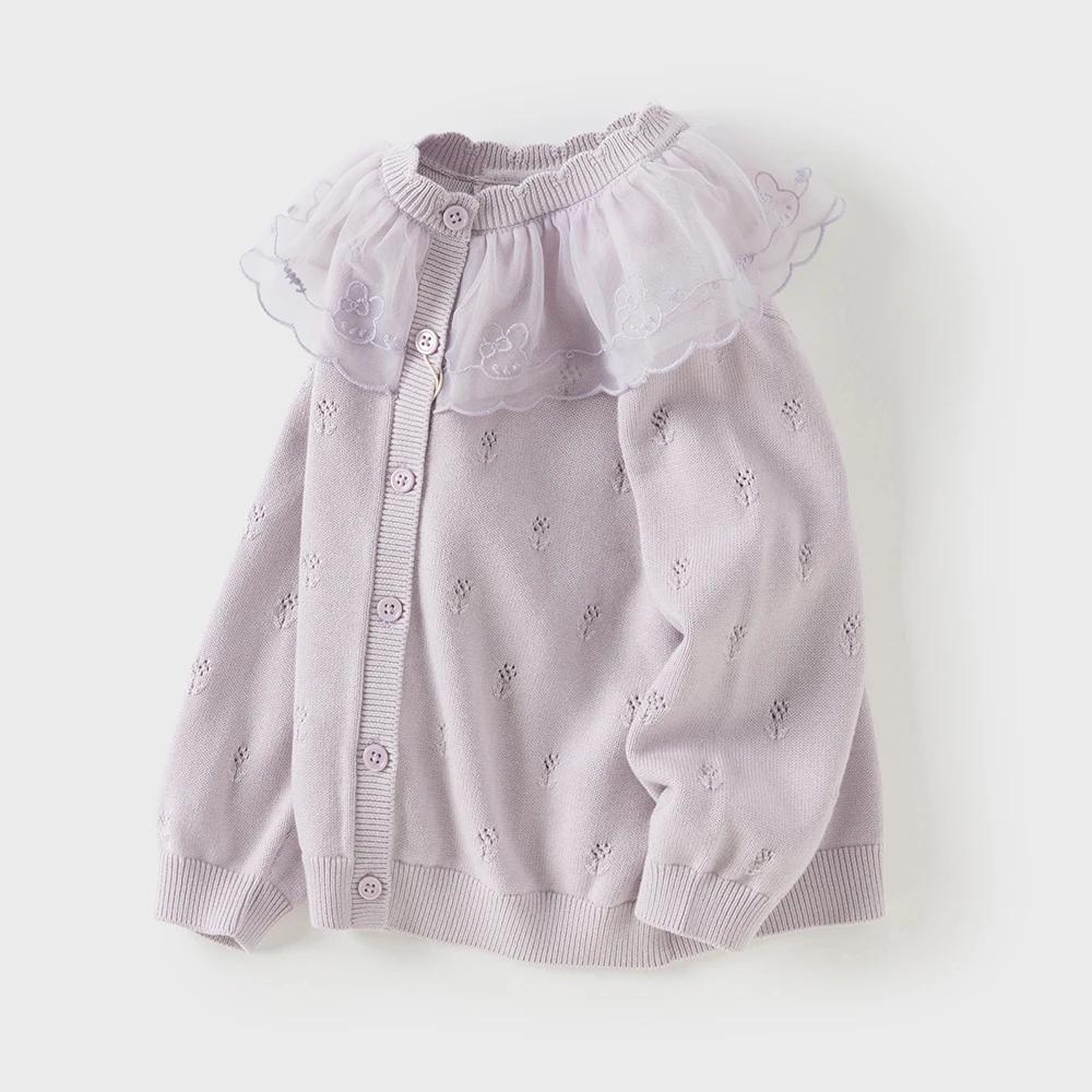 Dave Bella filles bébé pull pull doux mignon maille pétale col enfants tricots filles tricoté Cardig