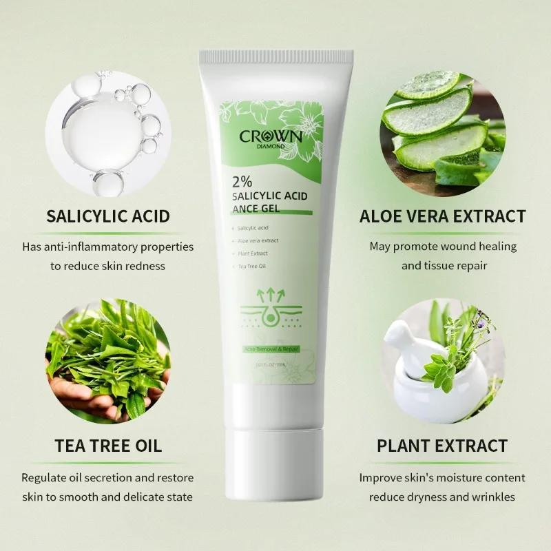 Crème anti-acné à l'acide salicylique 2%, réparation Anti-acné, rougeurs, taches de boutons, nettoya