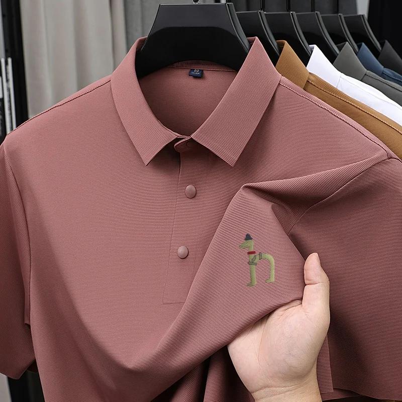 Polo de luxe pour homme, nouveau modèle à revers imprimé, T-shirt à manches courtes, respirant, doux