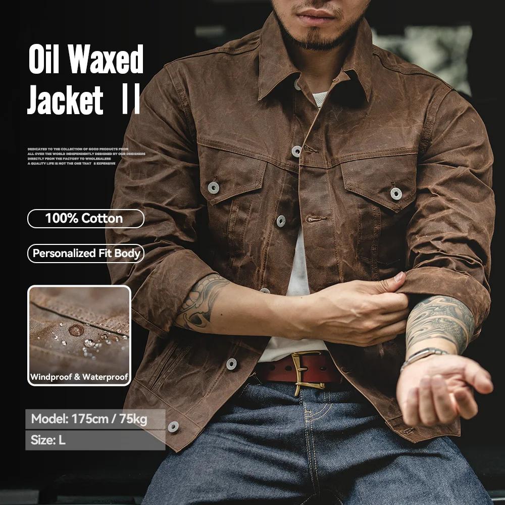 Maden rétro lourd toile huile ciré veste coton imperméable manteau de chasse mâle printemps kaki tra