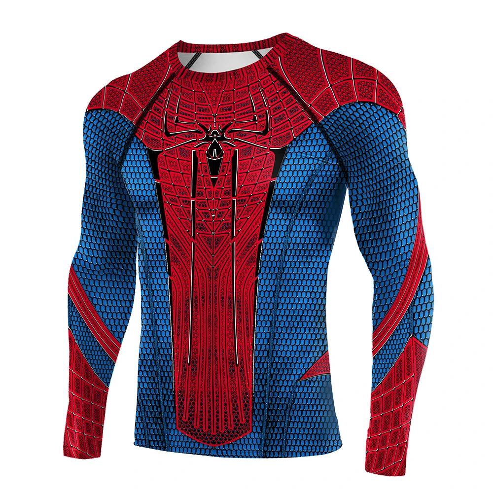 Costume Spider imprimé chemises de Compression pour hommes super-héros Cosplay Gym Fitness vêtements