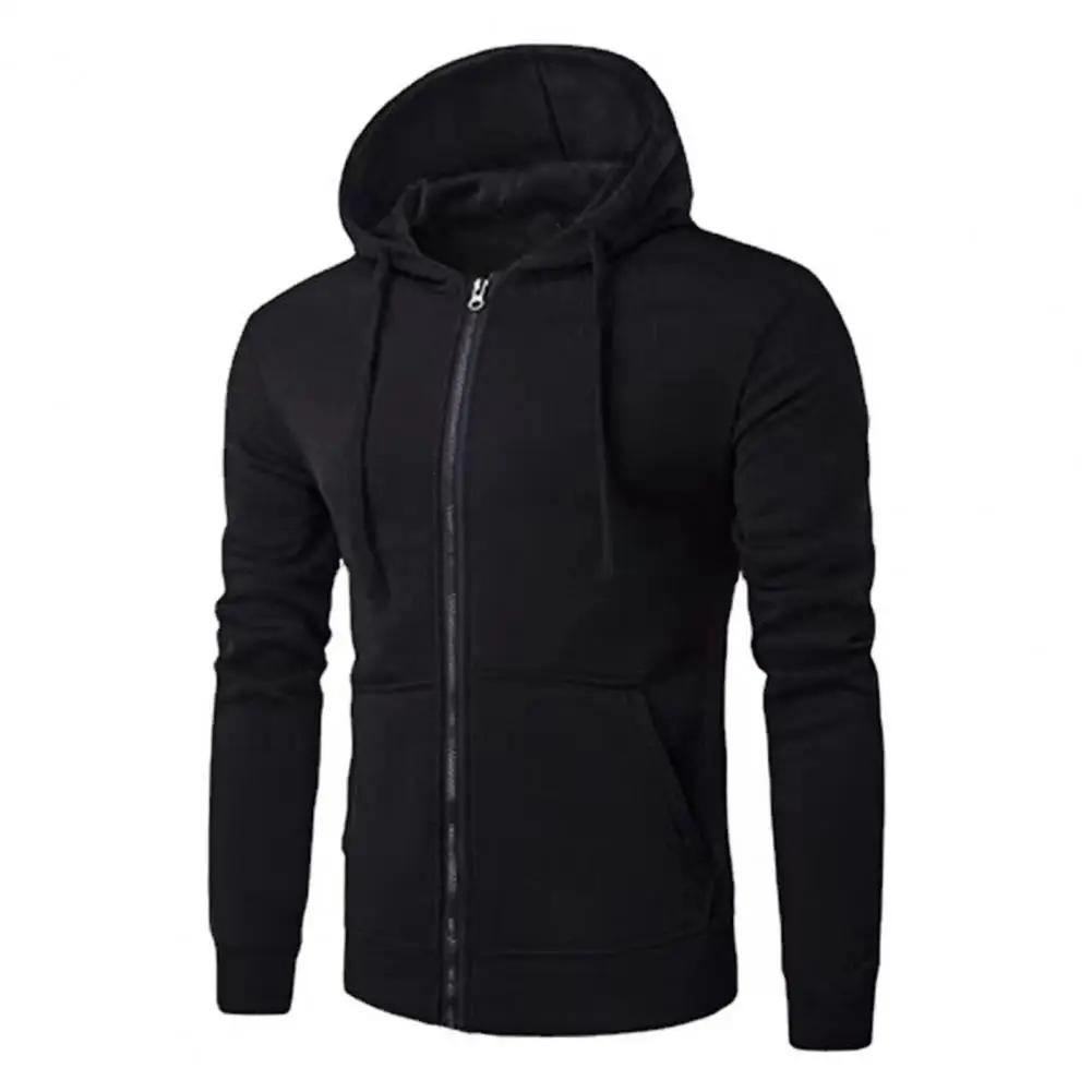 Veste à capuche à manches longues PVD pour hommes, fermeture à glissière, sweat-shirt Slim Fit, vête