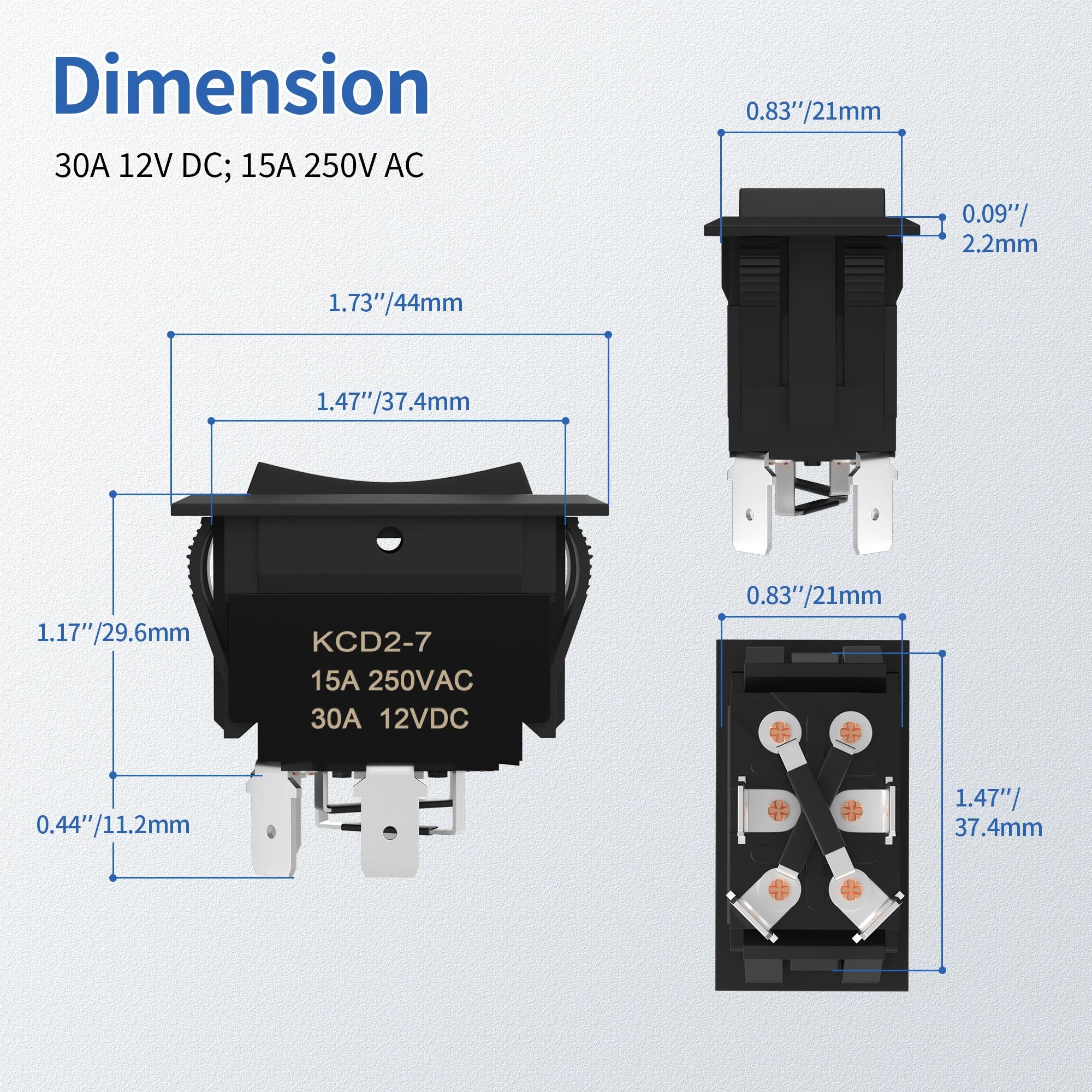 DaierTek interrupteur de polarité inverse momentané haut vers le bas 12V 30A DPDT interrupteur d'inv