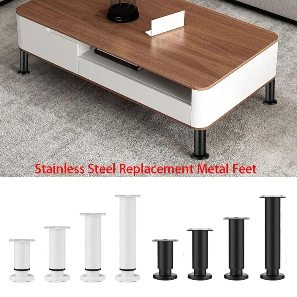 Pieds de meubles réglables en acier inoxydable, noir et blanc, pieds métalliques de remplacement pou