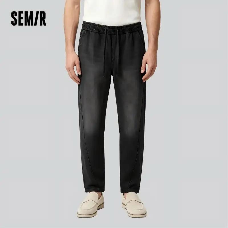Semir jean hommes ample jambe droite américain ourlet incurvé 2025 nouveau été pantalons longs rétro