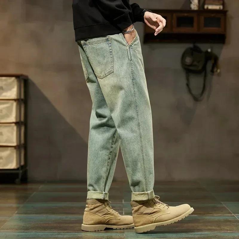 Pantalon cargo ample en jean rétro uni confortable pour homme, style Harajuku, coupe droite, simple 