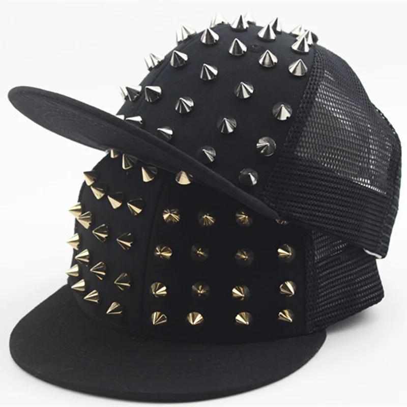 Chapeau plat à rivets pour hommes et femmes, Punk Rock, casquettes de Baseball à clous Hip Hop, homm