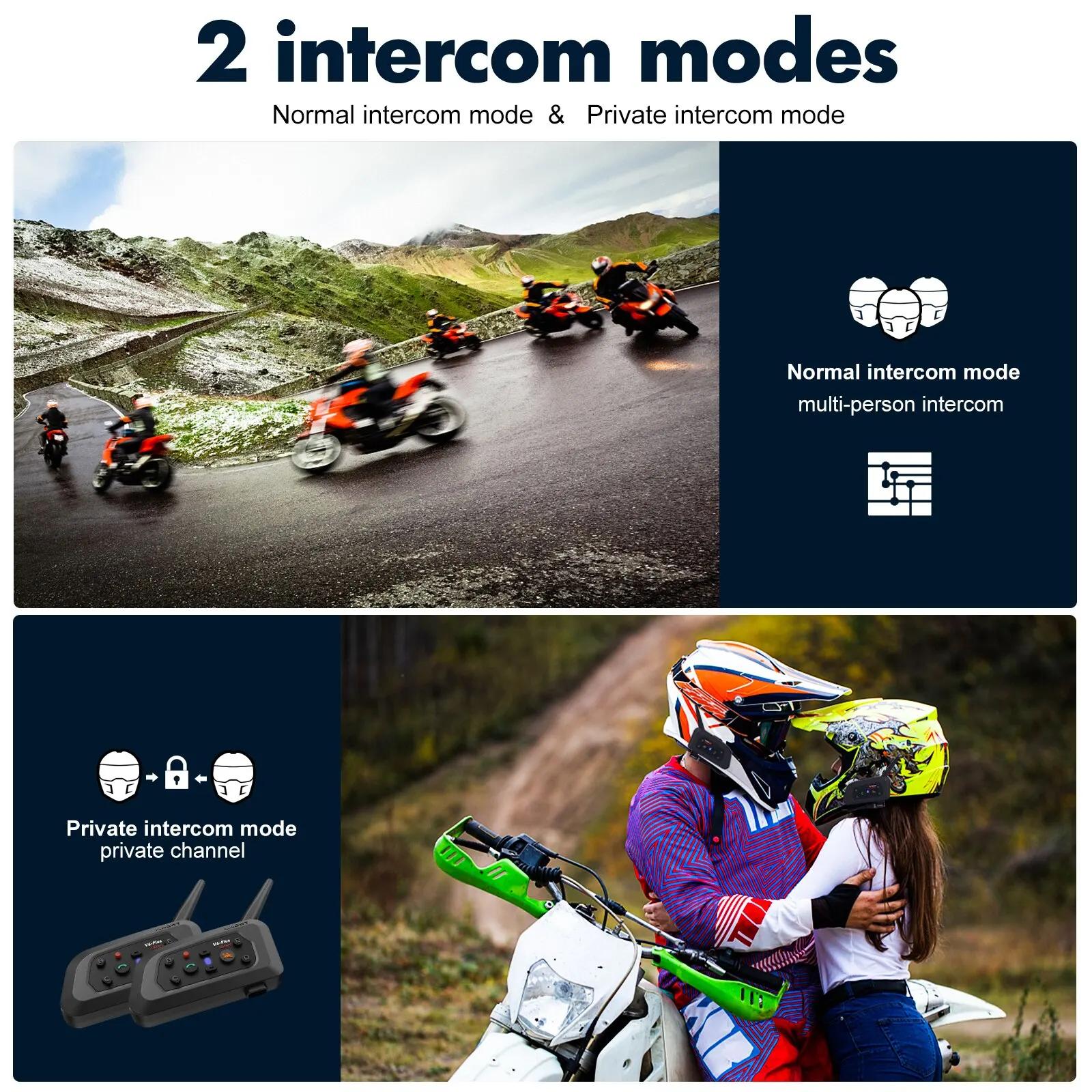XINOWY V6 Plus Moto Casque Bluetooth Casque Interphone 1200M Interphone Communicateur Étanche 6 Cour